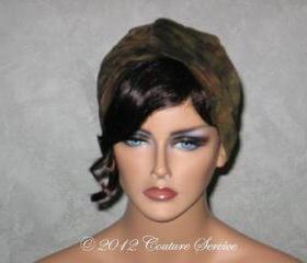 Handmade Twist Fashion Turban -Olive Green Multicolored Tie Dye