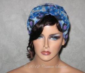 Handmade Twist Fashion Turban -Blue and Grey Multicolored Abstract