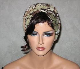 Handmade Twist Fashion Turban -Tan and Brown Multicolored Tropical