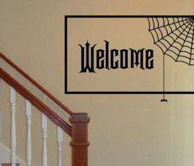Welcome with Spider Web Removeable Vinyl Wall Decal 22206