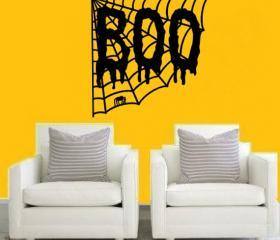 Boo with Spider Web Removeable Vinyl Wall Decal 22208
