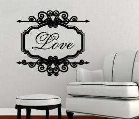 Love Vintage Look Sign Frame Vinyl Wall Decal 22199