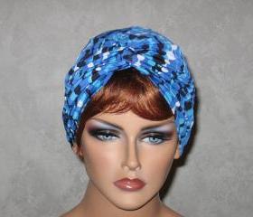 Handmade Twist Turban -Blue String of Beads