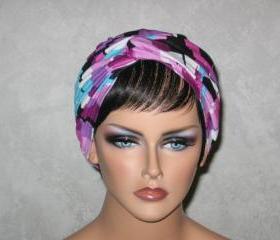 Handmade Twist Fashion Turban -Lilac Purple, Multicolored Dash
