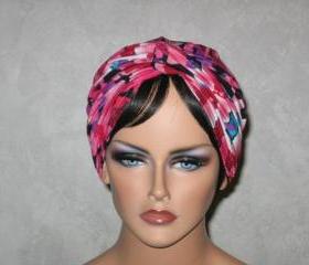 Handmade Twist Fashion Turban -Rose Pink Multicolored Lanterns