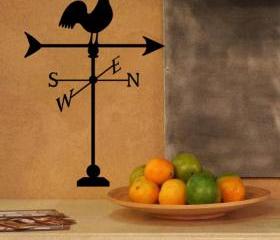 Weather Vane with Rooster Vinyl Wall Decal 22152