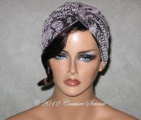 Handmade Twist Fashion Turban -Grey, Black, Snakeskin Animal Print
