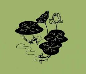 Koi and Lilies Vinyl Wall Decal 22070