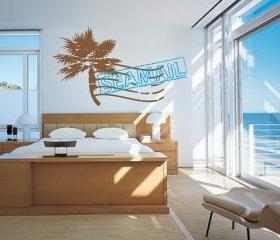 Palm Tree Sea Mail Stamp Vinyl Wall Decal 22065
