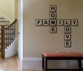 Wall Decal Family Home Love Scrabble Tiles Vinyl Graphic 22109