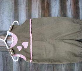 Baby girls pink and brown/beige cord romper