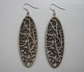 wooden laser cut earrings - Leave nerves
