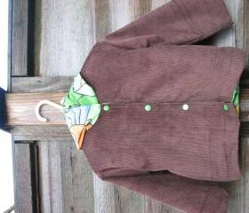 Boys brown cord dinosaur jacket