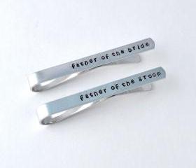 Tie Clip for father of the groom, father of the bride, Personalized metal Tie Clip, custom Tie Clip, hand stamped Tie clip