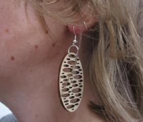 Rain drops - laser cut wooden earrings