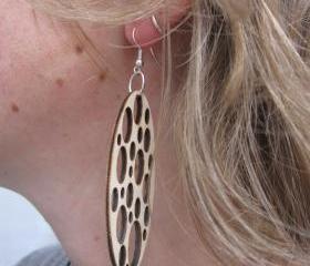 laser cut wooden earrings - Rain drops