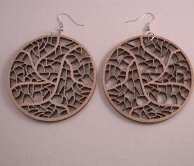 wooden laser cut earrings - Leave nerves