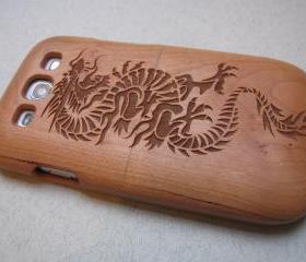 Samsung Galaxy S3 case - wooden cases walnut / cherry or bamboo - Dragon