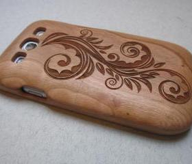 Samsung Galaxy S3 case - wooden cases walnut / cherry or bamboo - Flower