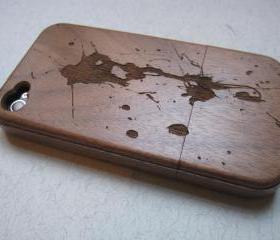 Iphone 4 case - wooden cases bamboo, cherry and walnut wood - Paint splash 