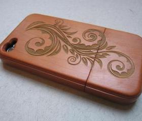 Iphone 4 case - wooden cases bamboo, cherry and walnut wood - Flower