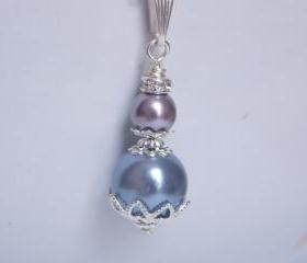 Purple Bridesmaid Jewellery, Vintage inspired vintage pearl pendant.