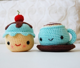 Amigurumi Crochet Pattern - Mr. Coffee and Miss Cupcake