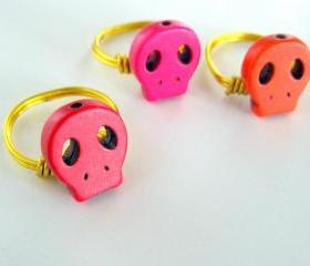 Turquoise Skull Candy Ring Set