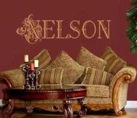 Wall Decal Custom Ornamental Name Vinyl Wall Lettering Decal 22108