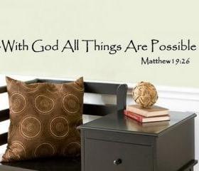 With God All Things Are Possible Matthew19 26 Vinyl Decal 22063