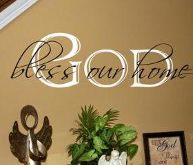 God Bless Our Home Vinyl Wall Decal 22058