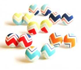 Chevron Button Covered Stud Earrings Set - Make Your Own