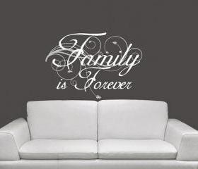 Wall Decal Family is Forever with Swirl Vines and Leaves 22176