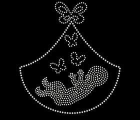Ultrasound with Butterflies Rhinestone Iron On Transfer 34030