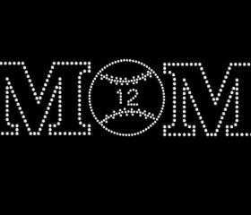 Rhinestone Transfer Mom Baseball with Personalized Jersey Number 34039