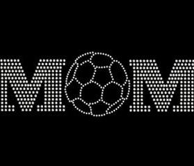 Mom with Soccer Ball Rhinestone Transfer Bling 34041