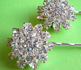 Weddings Hair Pins, Bridal Accessories, Crystal Hair pins, Flower Hair accessories,"Floral Ice" Collection