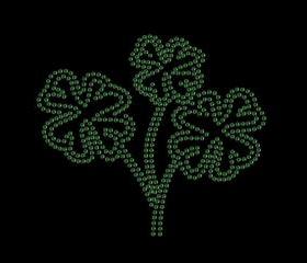 Shamrocks Four Leaf Clovers Rhinestone Transfer Iron On 34045