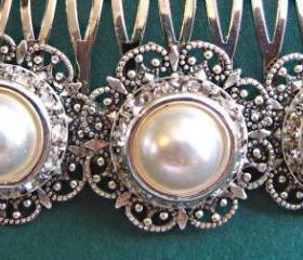 Wedding Hair Comb -Ivory Pearl, or White Pearl ,Vintage Style, Bridal Hair, Radiant Collection