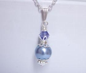 Purple Bridesmaid Jewelry - Tanzanite and Blue Vintage Pendant for Bridesmaids or Gift