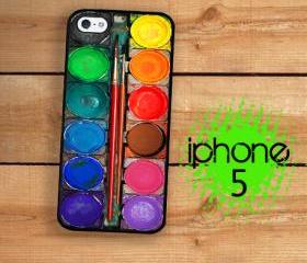 Watercolor Paint Box iPhone Hard Case, Fits iPhone 5 - Black Plastic Trim