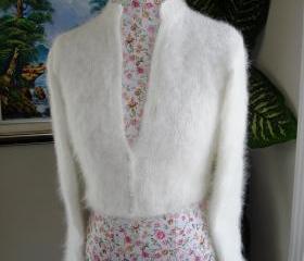 Kate Middleton Angora Bolero/ bridal bolero/ BLACK/WHITE/IVORY/ Size Small