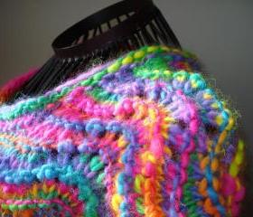 Ready to ship/ GORGEOUS RAINBOW Hand Knitted Casual Style Sweater Coat Cardigan with Ripple pattern