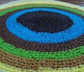 Ready to ship /Gorgeous one of a kind Handmade CROCHET From RIBBON RUG