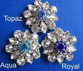 Wedding Hair Pins,3 choices, U pick, Blue Jewels, Royal, Aqua, Topaz Blue, Bobby Pins, Something Blue