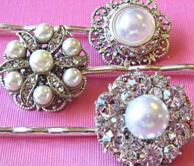 Wedding Hair Pins,Victorian style, Pearl Hair Accessories, Set of 3, Bridal Hair, Bridesmaids Hair sets