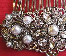 Wedding Hair Comb, Ivory Pearl, or White Pearl, Bridal Pearl Hair Comb, Pearl and Crystal Hair Piece, Ivy Rose Collection
