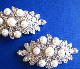 Wedding Shoe Clips, Crystal, Pearl Shoe clips, Fancy shoe clips, Brial shoes, Gift for Her, Glamorous Pearl Collection