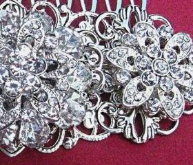 Bridal hair comb, wedding comb,crystal bridal comb,wedding hair accessories, wedding hair comb crystal,hair comb"Floral Ice