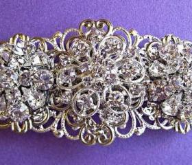 Wedding hair Barrette, "vintage Romance", Crystal Hair Piece, Flower Hair comb, Bridal Hair Accessories